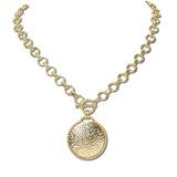 TFN00053GD_BE 11 · Hammered Disc Pendant Toggle Necklace – Gold