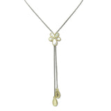 14K Gold Plated Flower Slide Adjustable Lariat Necklace – Two Tone/MOP · 2233M_MX 11