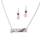 107962, AMERICAN FLAG THEMED STAR ENGRAVED BAR NECKLACE