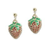 107771, 14K GOLD PLATED STRAWBERRY CUBIC ZIRCONIA DESIGNER INSPIRED DANGLE EARRING