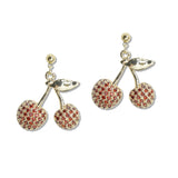 107774, 14K GOLD PLATED CHERRY CUBIC ZIRCONIA DESIGNER INSPIRED DANGLE EARRING