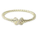 108705, 14K GOLD PLATED X CUBIC ZIRCONIA ACCENT DESIGNER INSPIRED BRACELET