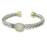 108588, 14K GOLD PLATED GEOMETRIC PAVE CUBIC ZIRCONIA ACCENT DESIGNER INSPIRED CUFF BRACELET