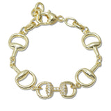 108593, 14K GOLD PLATED PAVE CUBIC ZIRCONIA ACCENT DESIGNER INSPIRED BRACELET