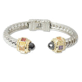 108703, 14K GOLD PLATED CUBIC ZIRCONIA ACCENT DESIGNER INSPIRED OPEN CUFF BRACELET