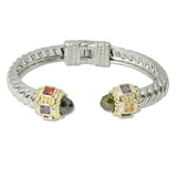 108703, 14K GOLD PLATED CUBIC ZIRCONIA ACCENT DESIGNER INSPIRED OPEN CUFF BRACELET