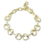108700, 14K GOLD PLATED BUCKLE ACCENT DESIGNER INSPIRED BRACELET