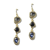 EW40513JET_WT 12 · Three Tier Rhinestone Dangle Earrings – Gold/Black