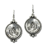 Western Horse Medallion Drop Earrings – Silver Burnished · JE3909-SB_JOL 12