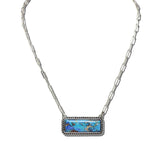 Marbled Rectangle Bar Pendant Necklace – Silver Burnished/Turquoise · AN5263-SBTQ 12