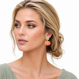 GSE5154-ORG_CRT 12 · Matte Pumpkin Leaf Drop Earrings – Mat Gold/Orange