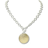 TFN00053WSWG_BE 12 · Hammered Disc Pendant Toggle Necklace – Worn Silver/Worn Gold