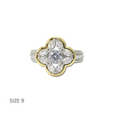 14K Gold Plated Two Tone CZ Quatrefoil Ring – 9 · K2368C-9_MX 12