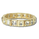 CB2388GCRY 13 · Mixed Cut Rhinestone Stretch Bangle – Gold/Clear
