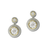 14K Gold Plated Two Tone CZ Pave Medallion Drop Earrings – Two Tone/Clear · ER4887-2T_IM 13