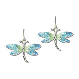 AE9431-SBL_MO 14 · Enamel Dragonfly Dangle Earrings – Silver/Blue