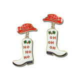Enamel Christmas Western Cowboy Hat Boot Drop Earrings – Gold/Multi · ES0755_JOY 14