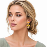 GSE4892-OR_CRT 14 · Enamel Pie Turkey Drop Earrings – Gold/Orange