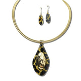 YNE5645LEO_AJ 14 · Leopard Oval Pendant Necklace Set – Leopard