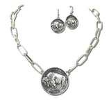 Buffalo Coin Paperclip Chain Necklace – Silver Burnished · SS2287SB_SW 14
