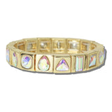 CB2388GAB 15 · Mixed Cut Rhinestone Stretch Bangle – Gold/AB