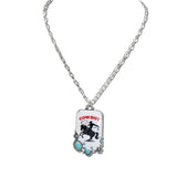 Western Cowboy Rodeo Pendant Necklace – Silver Burnished/Turquoise · JN2214-SBTQS_JOL 15