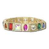 CB2388DMLT_MUS 16 · Mixed Cut Rhinestone Stretch Bangle – Gold/Multi