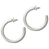 Hammered Open Tube Hoop Earrings – Matte Silver · EWE1035MS_NM 16