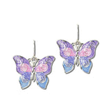 AE9430-SPU_MO 16 · Enamel Swirl Butterfly Dangle Earrings – Silver/Purple