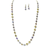 Gold Disc Iridescent Crystal Long Necklace – Gold/Purple · NE8702PU_JM 16