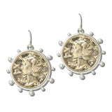 TFE00070WSWG_BE 16 · Round Medallion Coin Drop Earrings – Worn Silver/Worn Gold