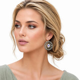 Western Ab Stone Concho Drop Earrings – Silver Burnished/AB · AE9400-SBAB_MO 16