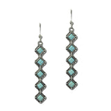Western Rhombus Stone Linear Drop Earrings – Silver Burnished/Turquoise · JE3836-SBTQS_JOL 16