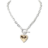 VN1411SIL 16 · Puffed Heart Pendant Necklace – Silver