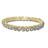 CB2393VM_MUS 17 · Faceted Rhinestone Stretch Bangle – Gold/Green AB