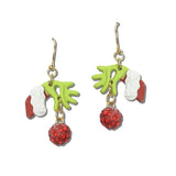 ME5842-GD_CRT 17 · Sculpted Hand Fireball Drop Earrings – Gold/Green
