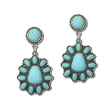 Western Cabochon Cluster Drop Earrings – Silver Burnished/Turquoise · SE1630SBTQ_SW 17