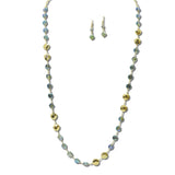 Gold Disc Iridescent Crystal Long Necklace – Gold/Green · NE8702GN_JM 17