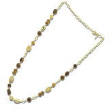 NE8791BN_JM 17 · Mixed Stone Bead Long Necklace Set – Gold/Brown
