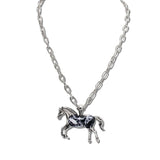 Western Horse Pendant Stone Necklace – Silver Burnished/Black · JN2157-SBBLK_JOL 17