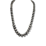 Long Graduated Navajo Bead Necklace – 24" Silver Burnished · ANN004-SB24_MO 17