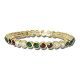 CB2393RGC_MUS 18 · Faceted Rhinestone Stretch Bangle – Gold/Christmas Color