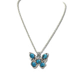 Western Butterfly Pendant Necklace – Silver Burnished/Turquoise · JN2155-SBTQS_JOL 18