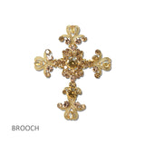 114686, ORNATE RHINESTONE CROSS BROOCH