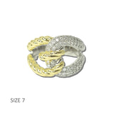 K2327-7_MX 19 · 14K Gold Plated Twisted Rope Pave CZ Knot Ring – 7