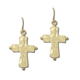 KFE00054MG_BE 19 · Hammered Cross Drop Earrings – Mat Gold