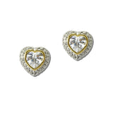 14K Gold Plated Two Tone Heart CZ Stud Earrings – Two Tone/Clear · YE466-CL_IM 19