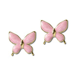 Stainless Steel Enamel Butterfly Stud Earrings – Gold/Pink · EJ20181PK_JOY 1
