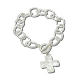 CB2400WS 1 · Hammered Cross Chain Toggle Bracelet – Worn Silver