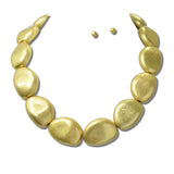 24K Gold Tone Organic Nugget Bead Statement Necklace – Worn Gold · NK10217VG24K_TP 1